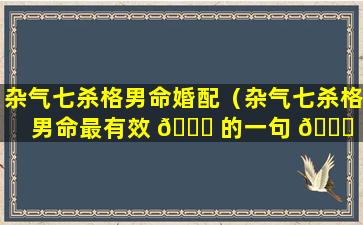 杂气七杀格男命婚配（杂气七杀格男命最有效 🐋 的一句 🐕 ）